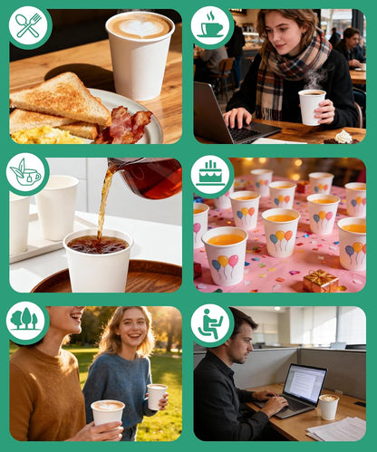 Disposable Paper Coffee Cups — White Paper Cups for Coffee and Water
